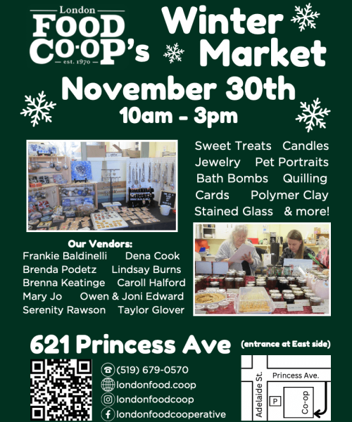 Poster for the LFC Winter Market on Nov 30th